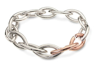 Accent Heavy Link Bracelet With 9ct Rose Gold