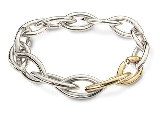 Accent Heavy Link Bracelet With 9ct Yellow Gold