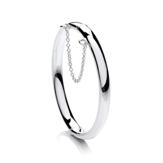 Eternal Silver Classic Polished Hinged Bangle - 6mm