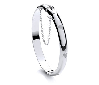 Hinged Oval Bangle with Heart Motifs