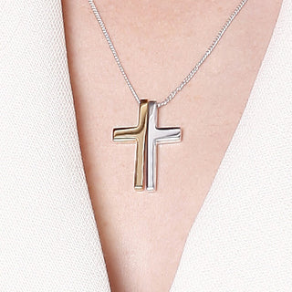 Eternal Silver Two-Part Cross Pendant with Gold Plating