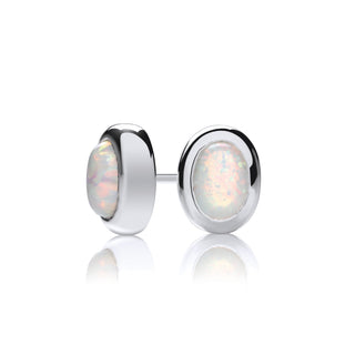 Eternal Silver Oval Opal Earrings