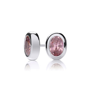 Eternal Silver Oval Pink CZ Earrings