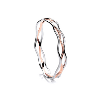 Eternal Wave Bangle With Rose Gold Plated Accent