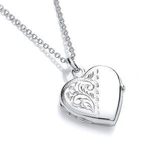 Heart Shaped Renaissance Locket and Chain - Hand Engraved