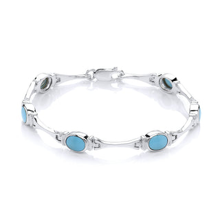 Eternal Silver Turquoise Bar Link Bracelet