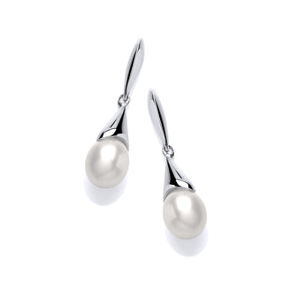 Eternal Silver Pearl Droplet Earrings - Cream