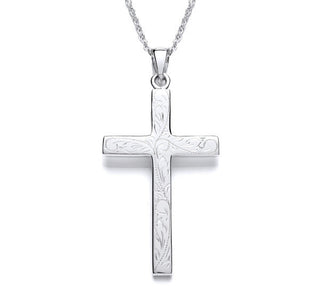 Reversible Latin Style Engraved Cross with Chain