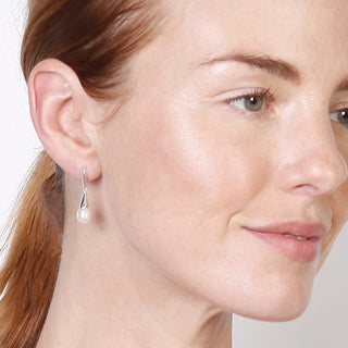 Eternal Silver Pearl Droplet Earrings - Cream