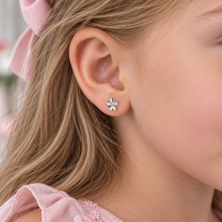 Little Ballerina Flower Earrings with Diamonds