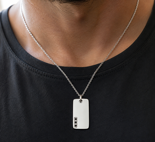 Tag Pendant With Black Diamonds - Left Setting