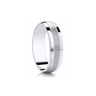 'Ribbon - Satin Center' Diamond-Cut Wedding Ring