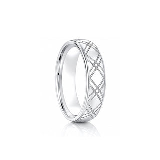 'Plaid' Diamond Cut Wedding Ring