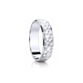 'Hammered Satin' Diamond-Cut Wedding Ring