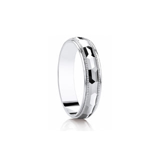 'Hammered Millgrain' Diamond-Cut Wedding Ring