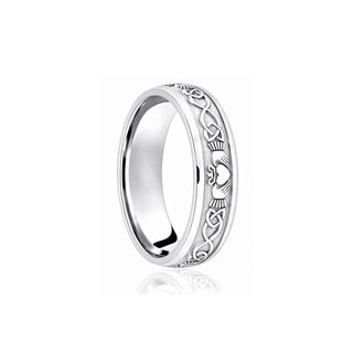 'Claddagh Celtic Knot' Diamond-Cut Wedding Ring