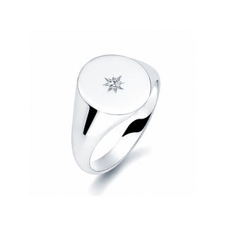 Signet Gents - Oval With Starburst Setting Diamond