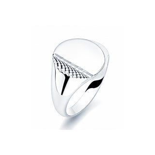 Signet Gents - Oval with Wave Pattern