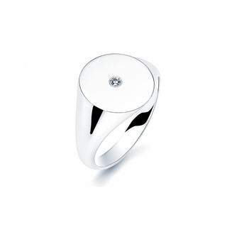Signet Gents - Oval With Diamond