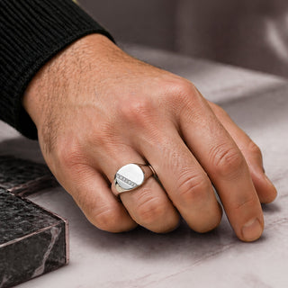 Signet Gents - Cushion With 4 Black or White Diamonds