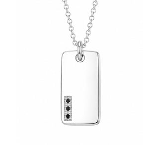Tag Pendant With Black Diamonds - Left Setting