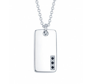 Tag Pendant With Black Diamonds