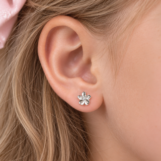 Little Ballerina Flower Earrings with Diamonds