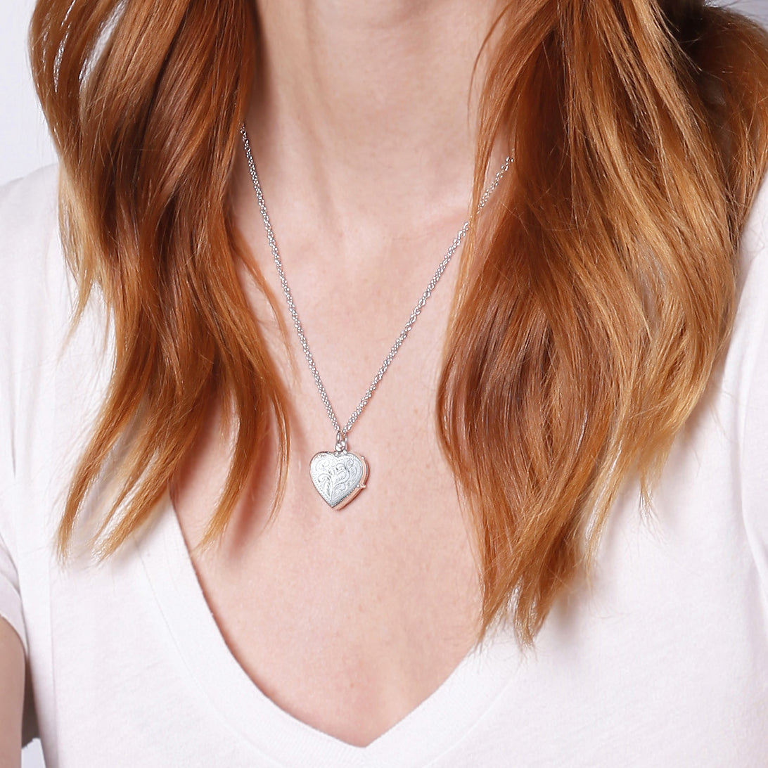 Eternal Silver 'Entwine' Engraved Heart Locket