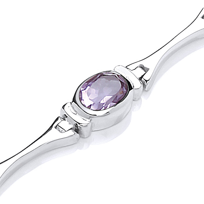 Eternal Silver Amethyst Bar Link Bracelet