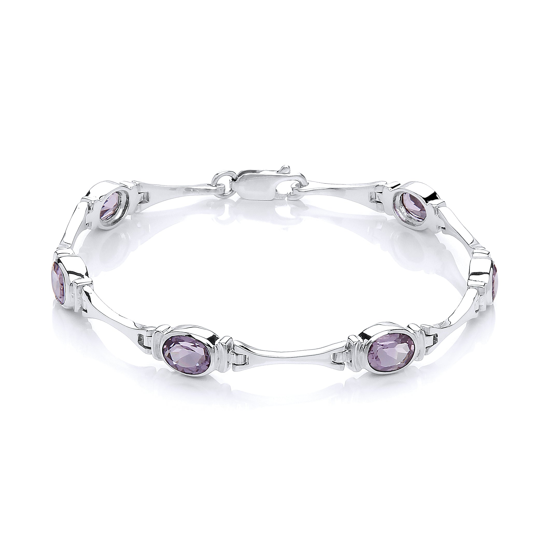 Eternal Silver Amethyst Bar Link Bracelet