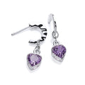 Eternal Silver Amethyst Heart Drop Hoop Earrings
